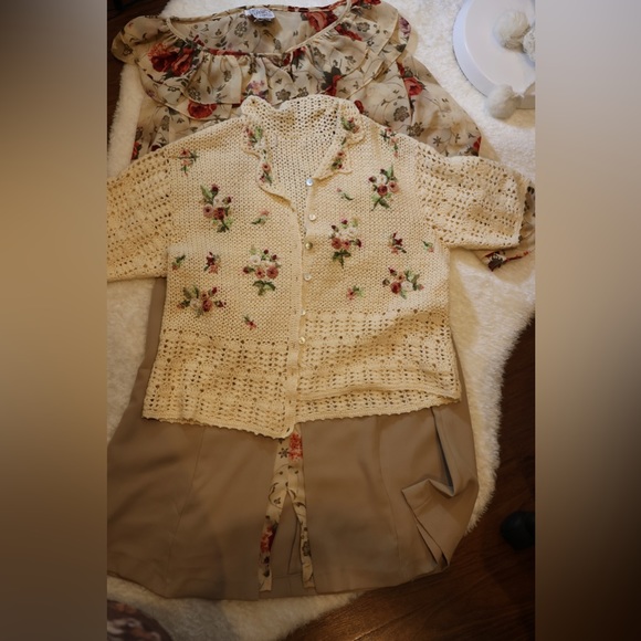 Vintage Lacy After Noon By Shell Kepler 4 Piece Set Size Large/12 - Picture 3 of 4